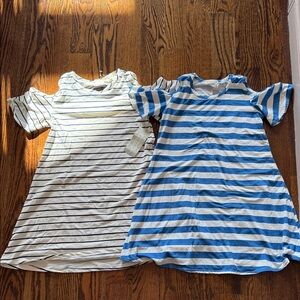 Striped Cold Shoulder Dresses